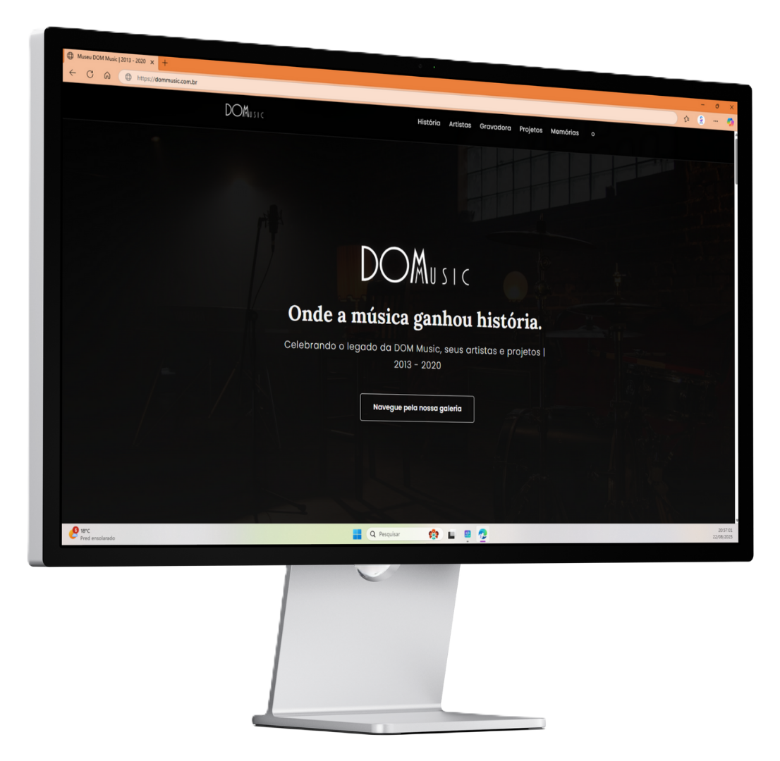 Screenshot do site do museu da DOM Music.