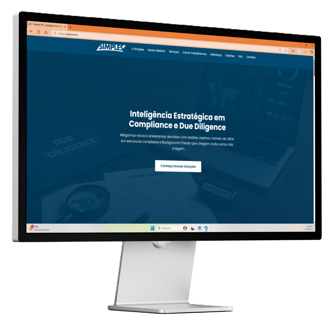Screenshot do site da Simples SPL, uma consultoria de compliance.